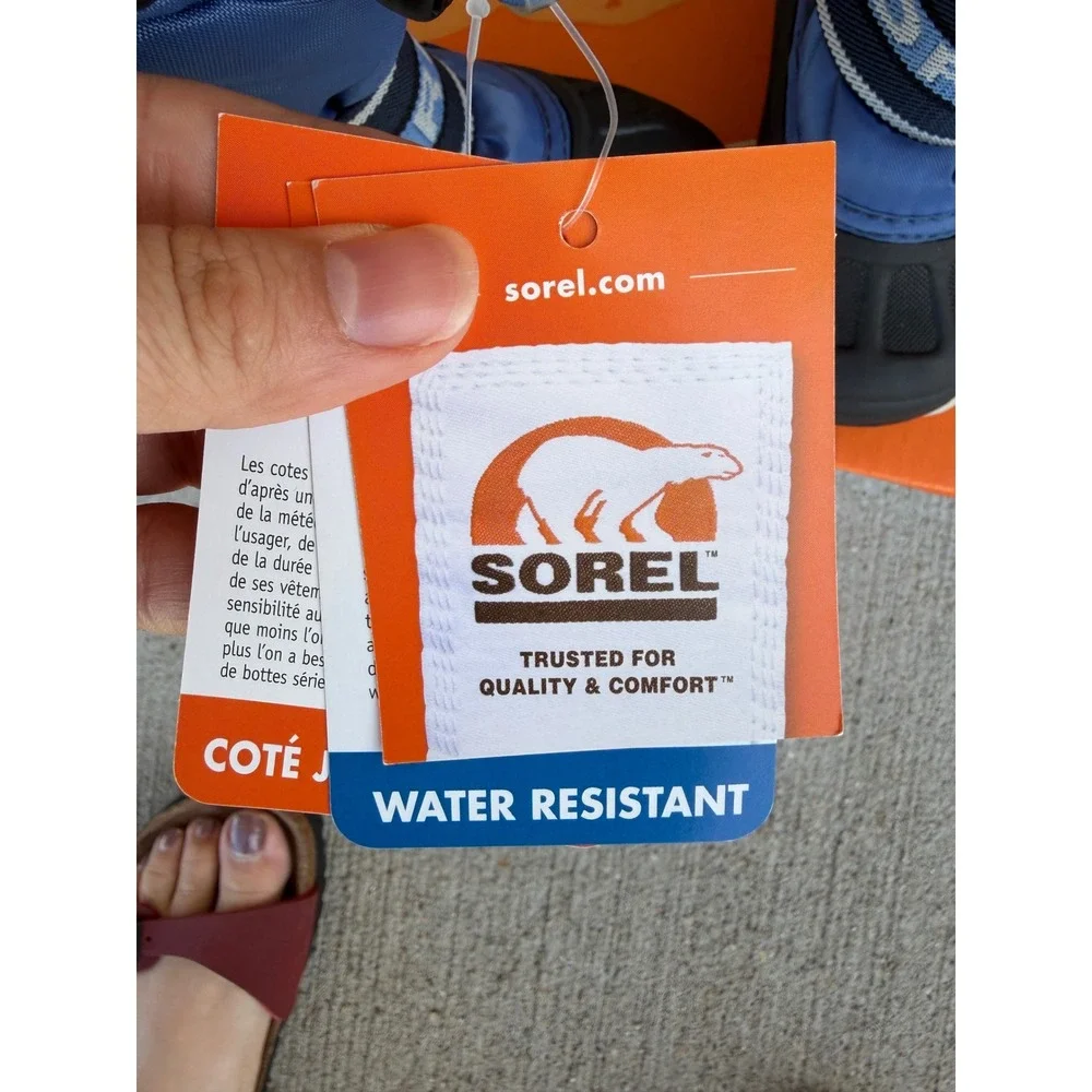 Sorel Cub Kids Winter Boots Blue Black Water Resistant Snow Boots Size 6 Youth